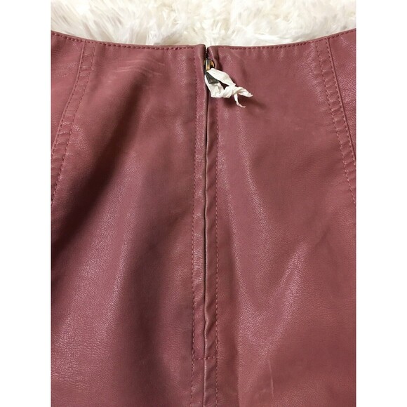Free People Mini Skirt Pink Size 0 Faux Leather Party Night Out Casual Zip - Picture 4 of 10